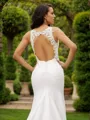 Sheath/Column Scoop Body-revealing Sleeveless Sweep Train Stretch Crepe Wedding Dresses