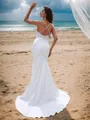 Sheath/Column V-Neck Sleeveless Sweep Train Va-va-voom Stretch Crepe Wedding Dresses