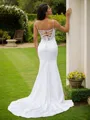 Sheath/Column V-Neck Va-va-voom Sleeveless Court Train Charmeuse Wedding Dresses