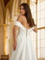 A-line Off-the-Shoulder Exquisite Sleeveless Chapel Train Satin Wedding Dresses
