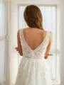 A-line V-Neck Beautiful Sleeveless Sweep Train Tulle Wedding Dresses