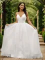 Ball Gown V-Neck Dreamy Sleeveless Court Train Wedding Dresses