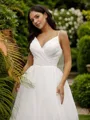 Ball Gown V-Neck Dreamy Sleeveless Court Train Wedding Dresses