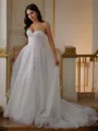 A-line Spaghetti Straps Beautiful Sleeveless Court Train Wedding Dresses