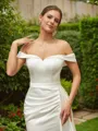 Sheath/Column Off-the-Shoulder Flattering Sleeveless Court Train Charmeuse Wedding Dresses