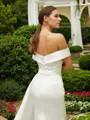 Sheath/Column Off-the-Shoulder Flattering Sleeveless Court Train Charmeuse Wedding Dresses