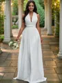 A-line Halter Sleeveless Floor-Length Charming Chiffon Wedding Dresses