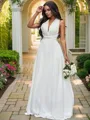 A-line Halter Sleeveless Floor-Length Charming Chiffon Wedding Dresses
