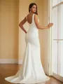 Sheath/Column Straps Elegant Sleeveless Sweep Train Charmeuse Wedding Dresses