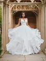 A-line V-Neck Sleeveless Delicate Floor-Length Tulle Wedding Dresses