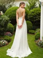 A-line V-Neck Sophisticated Sleeveless Sweep Train Chiffon Wedding Dresses