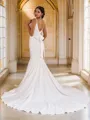 Trumpet/Mermaid V-Neck Graceful Sleeveless Sweep Train Stretch Crepe Wedding Dresses