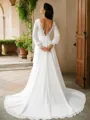 A-line Scoop Stylish Long Sleeves Court Train Chiffon Wedding Dresses