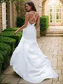 Sheath/Column V-Neck Sleeveless Sweep Train Elegant Chiffon Wedding Dresses