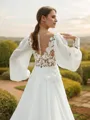 A-line Scoop Chic Long Sleeves Chapel Train Chiffon Wedding Dresses