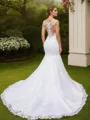 Trumpet/Mermaid Scoop Curvaceous Sleeveless Court Train Tulle Wedding Dresses