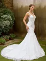 Trumpet/Mermaid Scoop Curvaceous Sleeveless Court Train Tulle Wedding Dresses