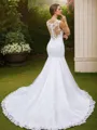 Trumpet/Mermaid Scoop Curvaceous Sleeveless Court Train Tulle Wedding Dresses