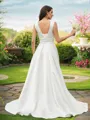 A-line Off-the-Shoulder Sleeveless Sweep Train Charming Satin Wedding Dresses