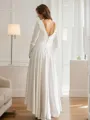 A-line Scoop Subtle Long Sleeves Asymmetrical Stretch Crepe Wedding Dresses