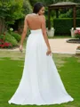 A-line Halter Sleeveless Sweep Train Perfect Chiffon Wedding Dresses