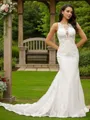 Sheath/Column Scoop Attention-grabbing Sleeveless Cathedral Train Stretch Crepe Wedding Dresses
