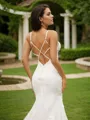 Sheath/Column Scoop Attention-grabbing Sleeveless Cathedral Train Stretch Crepe Wedding Dresses