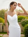 Sheath/Column V-Neck Classic Sleeveless Court Train Charmeuse Wedding Dresses