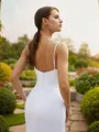 Sheath/Column V-Neck Classic Sleeveless Court Train Charmeuse Wedding Dresses