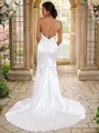 Sheath/Column One-Shoulder Chic Sleeveless Sweep Train Satin Wedding Dresses