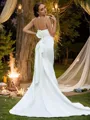 Trumpet/Mermaid Strapless Sleeveless Sweep Train Satin Glamorous Wedding Dresses