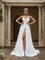 Flattering A-line Sweetheart Sleeveless Court Train Stretch Crepe Wedding Dresses