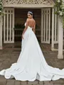 Flattering A-line Sweetheart Sleeveless Court Train Stretch Crepe Wedding Dresses