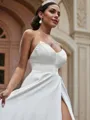Flattering A-line Sweetheart Sleeveless Court Train Stretch Crepe Wedding Dresses