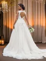 A-line V-Neck Sleeveless Sweep Train Exquisite Tulle Wedding Dresses