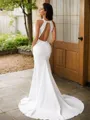 Sheath/Column Scoop Sensual Sleeveless Sweep Train Stretch Crepe Wedding Dresses