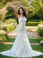 Trumpet/Mermaid Spaghetti Straps Sleeveless Striking Sweep Train Lace Wedding Dresses