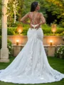Trumpet/Mermaid Spaghetti Straps Sleeveless Striking Sweep Train Lace Wedding Dresses