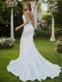 Sheath/Column Spaghetti Straps Sleeveless Sweep Train Body-contouring Silk like Satin Wedding Dresses