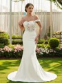 Sheath/Column Off-the-Shoulder Timeless Sleeveless Court Train Stretch Crepe Wedding Dresses