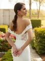 Sheath/Column Off-the-Shoulder Timeless Sleeveless Court Train Stretch Crepe Wedding Dresses