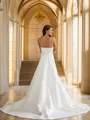 Sheath/Column Spaghetti Straps Minimalist Sleeveless Court Train Charmeuse Wedding Dresses