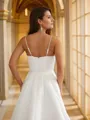 Sheath/Column Spaghetti Straps Minimalist Sleeveless Court Train Charmeuse Wedding Dresses