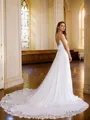 A-line Spaghetti Straps Timeless Sleeveless Chapel Train Chiffon Wedding Dresses