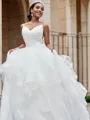 A-line Spaghetti Straps Sleeveless Sweep Train Tulle Classy Wedding Dresses