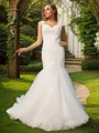 Trumpet/Mermaid Enchanting Sweetheart Sleeveless Sweep Train Tulle Wedding Dresses