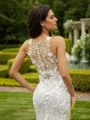 Sheath/Column Scoop Delicate Sleeveless Sweep Train Lace Wedding Dresses