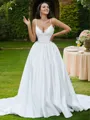 Ball Gown V-Neck Sleeveless Sweep Train Gorgeous Lace Wedding Dresses