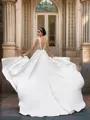A-line Elegant Scoop Sleeveless Sweep Train Satin Wedding Dresses