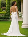 Sheath/Column Straps Show-stopping Sleeveless Sweep Train Open Back Stretch Crepe Wedding Dresses